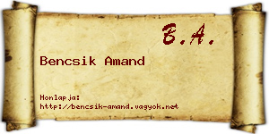 Bencsik Amand névjegykártya